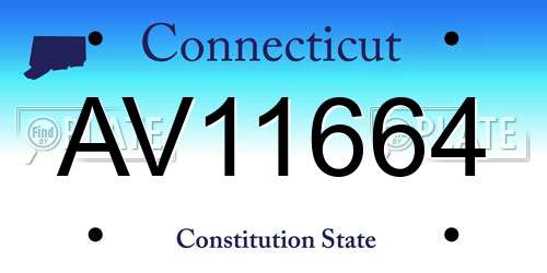 AV11664 Connecticut License Plate