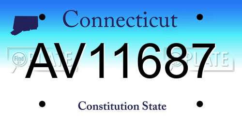 AV11687 Connecticut License Plate