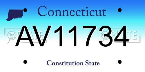 AV11734 Connecticut License Plate