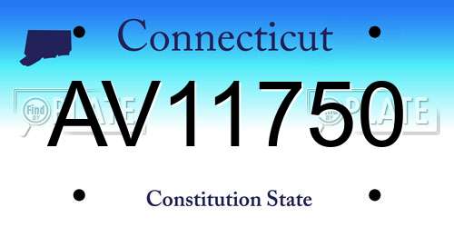 AV11750 Connecticut License Plate