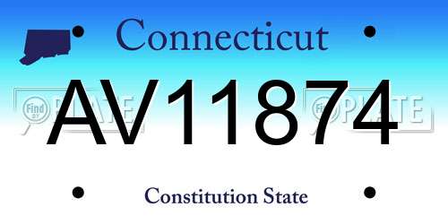 AV11874 Connecticut License Plate