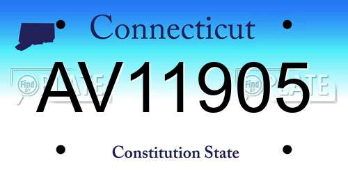 AV11905 Connecticut License Plate
