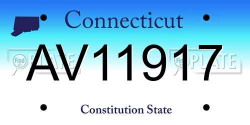 AV11917 Connecticut License Plate