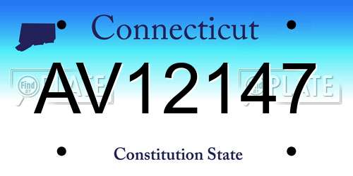 AV12147 Connecticut License Plate