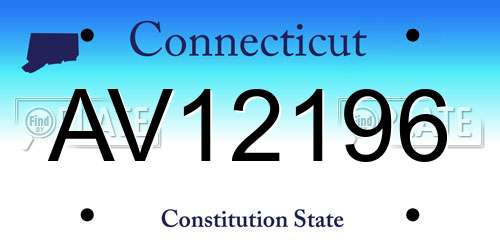 AV12196 Connecticut License Plate