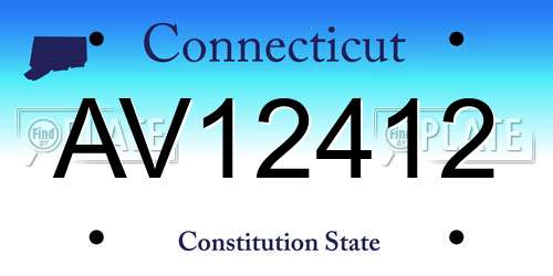 AV12412 Connecticut License Plate