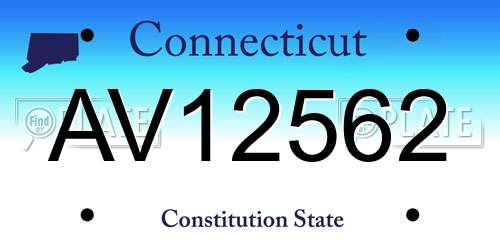 AV12562 Connecticut License Plate