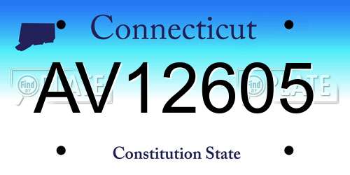 AV12605 Connecticut License Plate