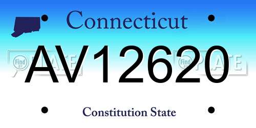 AV12620 Connecticut License Plate