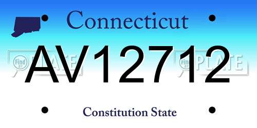 AV12712 Connecticut License Plate