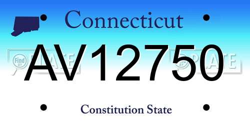 AV12750 Connecticut License Plate