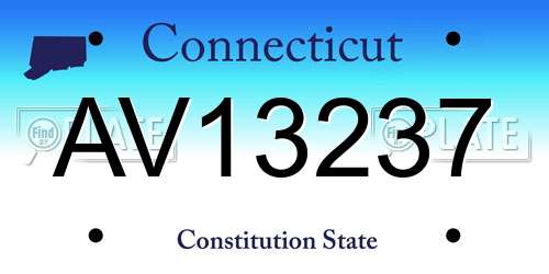 AV13237 Connecticut License Plate