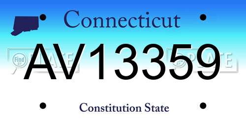 AV13359 Connecticut License Plate