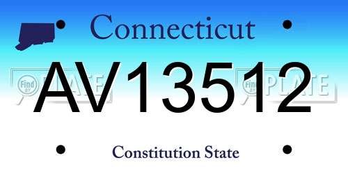 AV13512 Connecticut License Plate