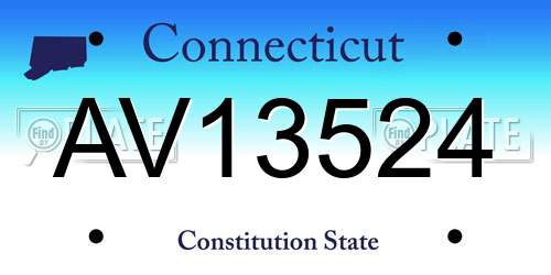 AV13524 Connecticut License Plate