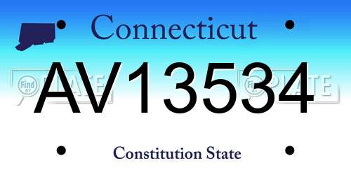 AV13534 Connecticut License Plate