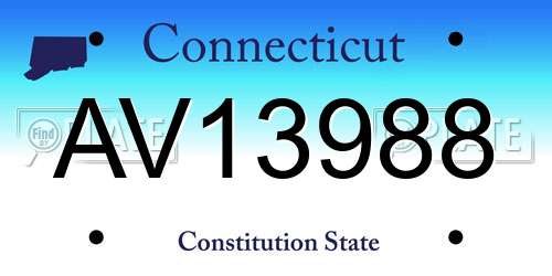 AV13988 Connecticut License Plate