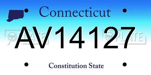 AV14127 Connecticut License Plate