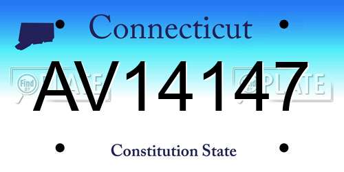 AV14147 Connecticut License Plate