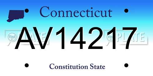 AV14217 Connecticut License Plate