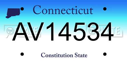 AV14534 Connecticut License Plate