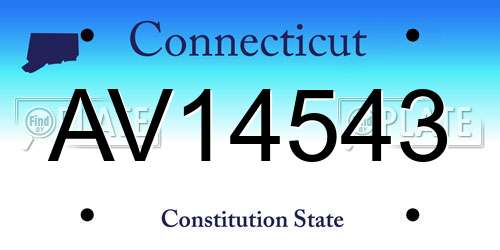 AV14543 Connecticut License Plate