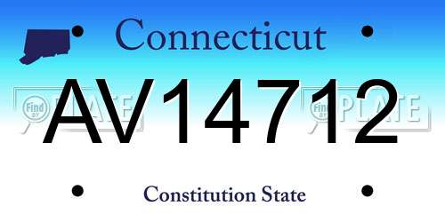 AV14712 Connecticut License Plate