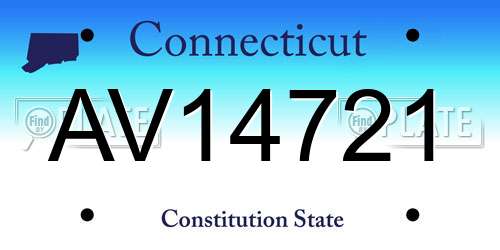 AV14721 Connecticut License Plate