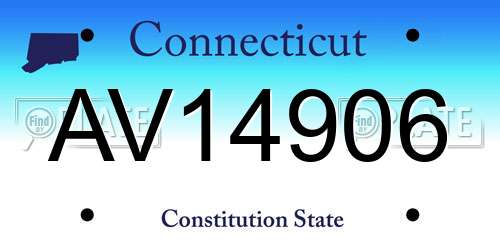 AV14906 Connecticut License Plate