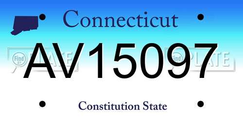 AV15097 Connecticut License Plate