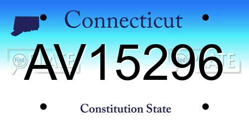 AV15296 Connecticut License Plate