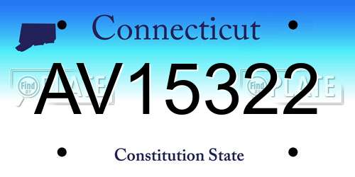AV15322 Connecticut License Plate