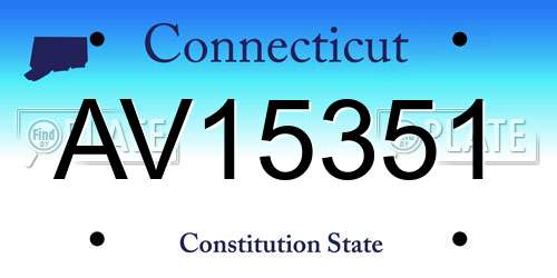 AV15351 Connecticut License Plate
