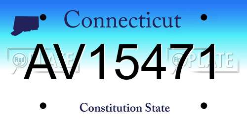 AV15471 Connecticut License Plate