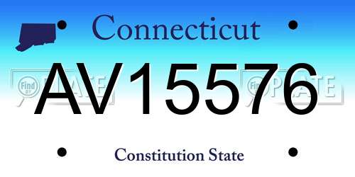 AV15576 Connecticut License Plate