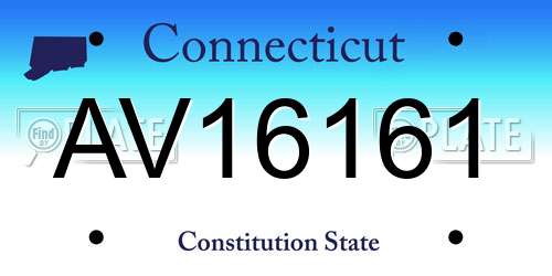 AV16161 Connecticut License Plate