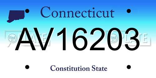 AV16203 Connecticut License Plate