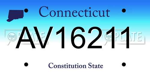 AV16211 Connecticut License Plate