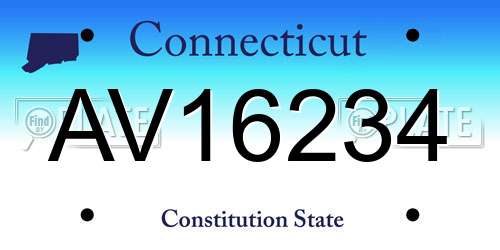 AV16234 Connecticut License Plate