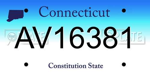 AV16381 Connecticut License Plate
