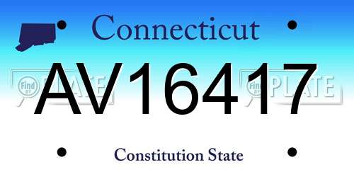 AV16417 Connecticut License Plate