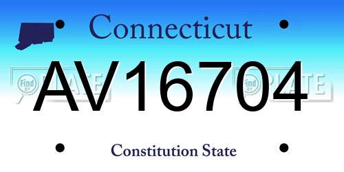 AV16704 Connecticut License Plate