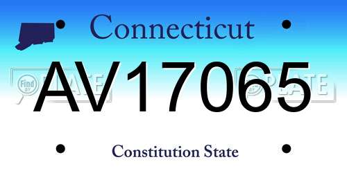 AV17065 Connecticut License Plate