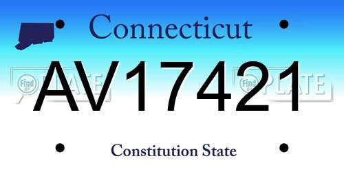 AV17421 Connecticut License Plate