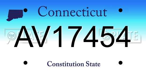 AV17454 Connecticut License Plate