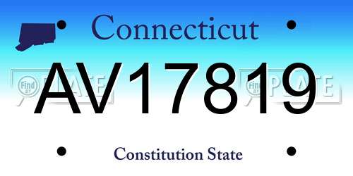 AV17819 Connecticut License Plate