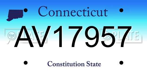 AV17957 Connecticut License Plate