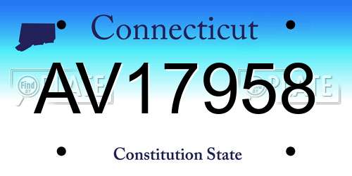 AV17958 Connecticut License Plate
