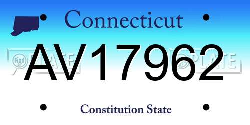 AV17962 Connecticut License Plate