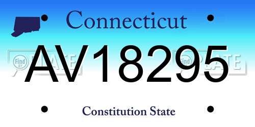 AV18295 Connecticut License Plate
